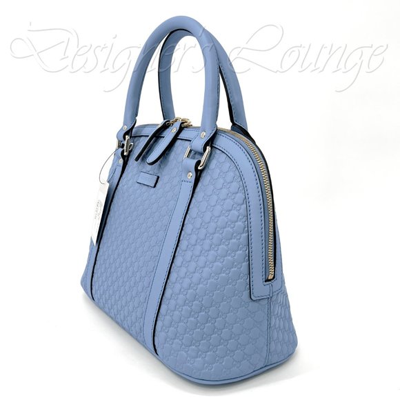 SOLD! NEW GUCCI Micro Guccissima GG BREE  Blue Leather MEDIUM Dome Crossbody Bag - Picture 5 of 15